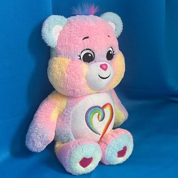 CARE BEARS TOGETHERNESS TIE - DYE RAINBOW PLUSH BEAR / BASIC FUN STUFFED ANIMAL - Picture 6 of 16
